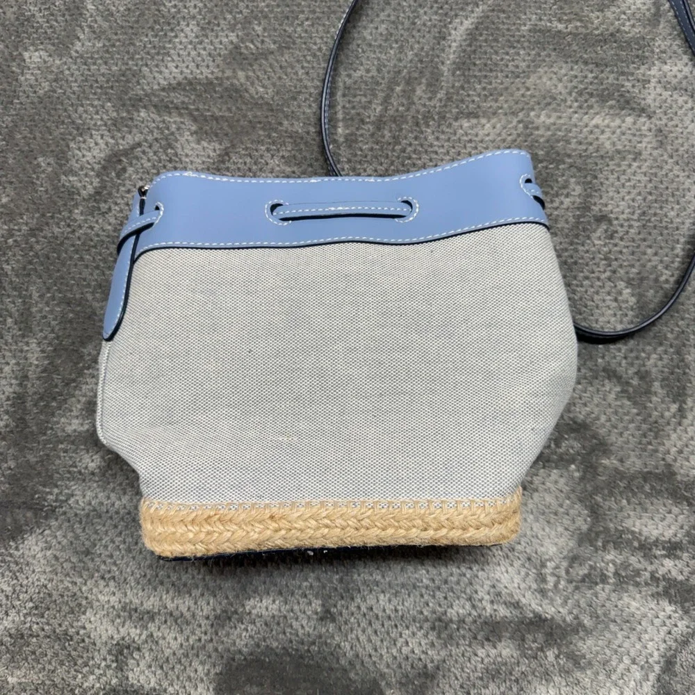 Lauren Ralph Lauren Andie Canvas Espadrille Bucket Bag Blue Crossbody
